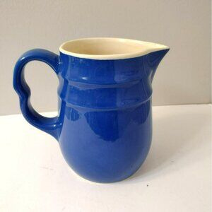 Vintage Oxford Cobalt Blue Stoneware Pottery Pitcher Jug Made In USA 6" Ceramic